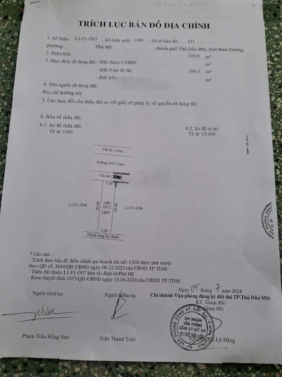 Sỡ Hữu Ngay Đất Mặt tiền đường ngay phường phú mỹ thủ dầu một giá 800Triệu/100M2 full thổ cư Sổ Sẵn