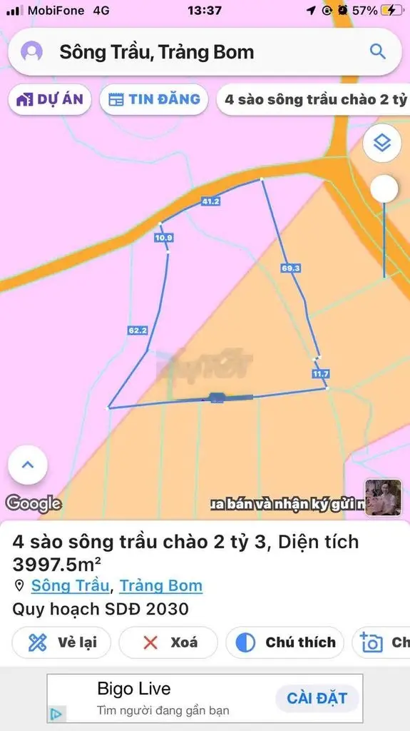 4000m2 đường xe tải giáp nhựa 30m giá 2ty4