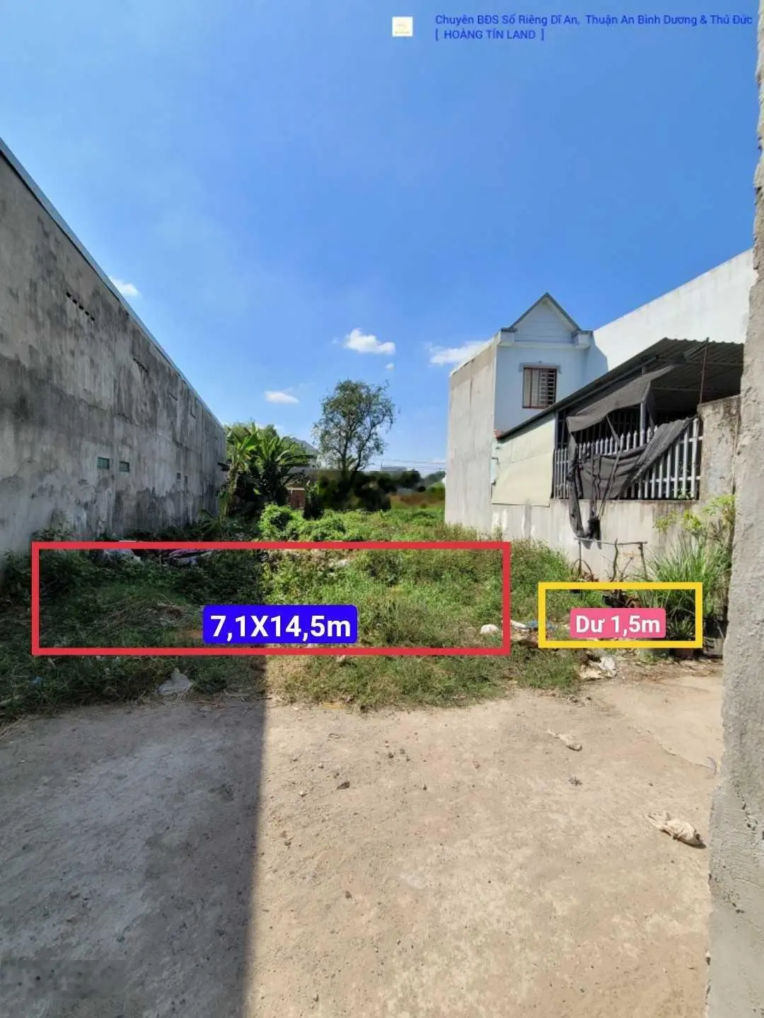 1tỷ7-100m2 (7,1x14,5m) thổ cư 100%. Bán đất giá rẻ ngã tư Miếu Ông Cù, P. Bình Chuẩn, TP. Thuận An