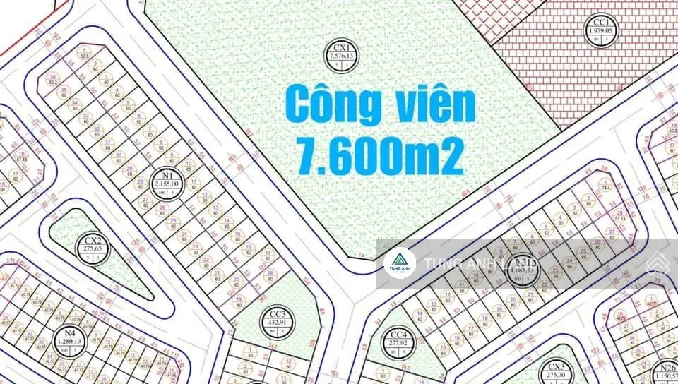 View công viên, hàng hiếm. Lô đất 60m2, TĐC 9,2ha Thành Tô