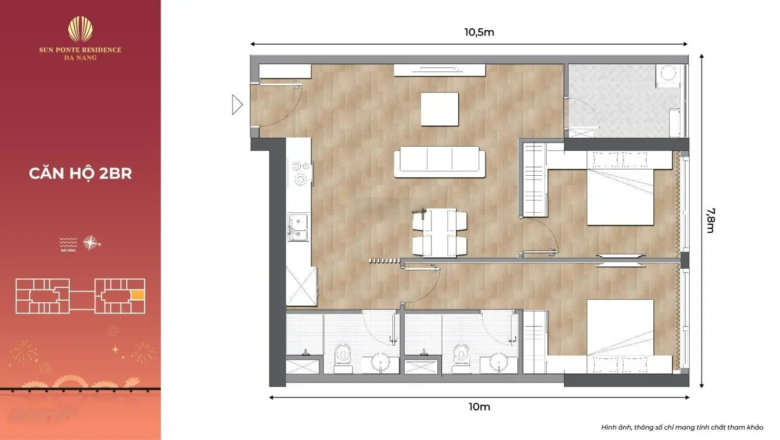 Độc quyền căn góc 2PN view cầu Rồng của Sungroup giá 3,859 tỷ (full giá) - mua trực tiếp CDT