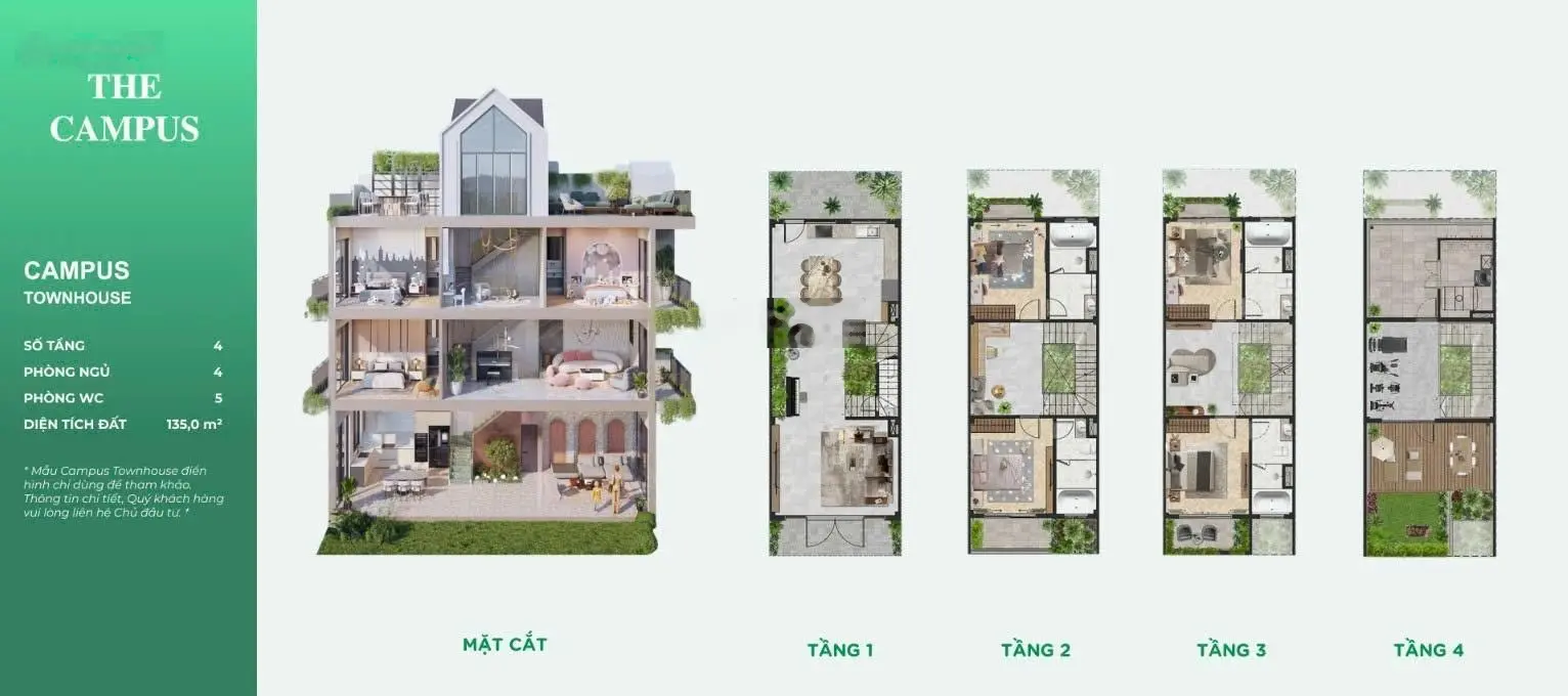 Cấn bán căn Townhouse phân khu Campus trực đường Nguyễn Sỹ Sách 70m