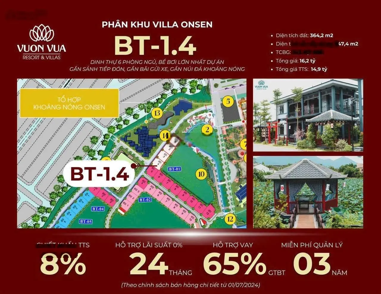 Ký trực tiếp cđt 2 căn dinh thự Onsen Villas siêu vip Vườn Vua Resort Imperial Lotus chỉ từ 6.3 tỷ