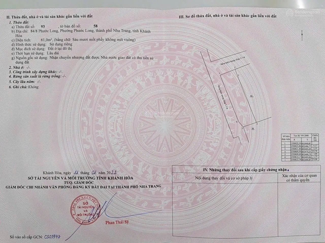 Lô đất góc hẻm đường Phứớc Long, P. Phước Long, TP Nha Trang 61m2, giá 1tỷ7