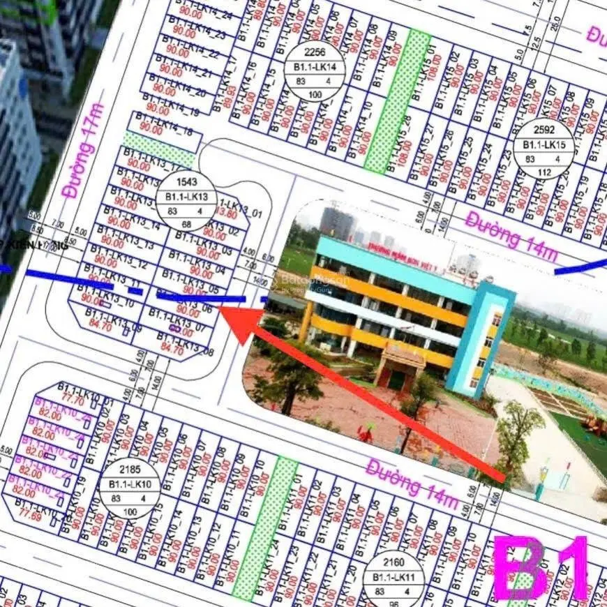 Liền kề thô 13.xx tỷ, DT 90m2, MT 5m, 5 Tầng, View trường học, KĐT Thanh Hà Cienco 5, Hà Đông