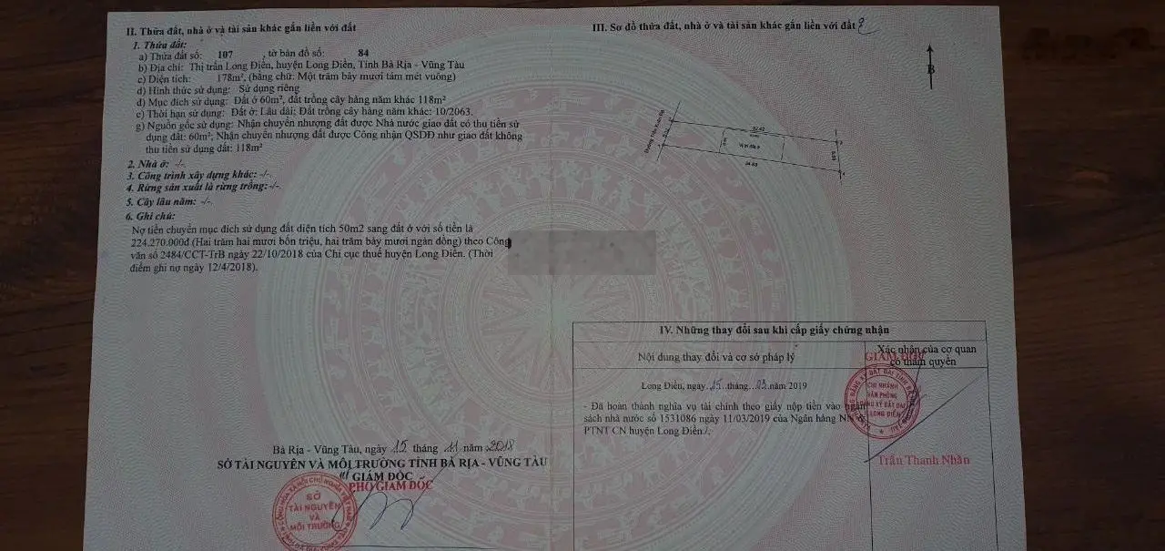 Cần bán 2 lô đất liền kề mặt tiền đường Trần Xuân Độ, thị trấn Long Điền, Huyện Long Điền, BRVT