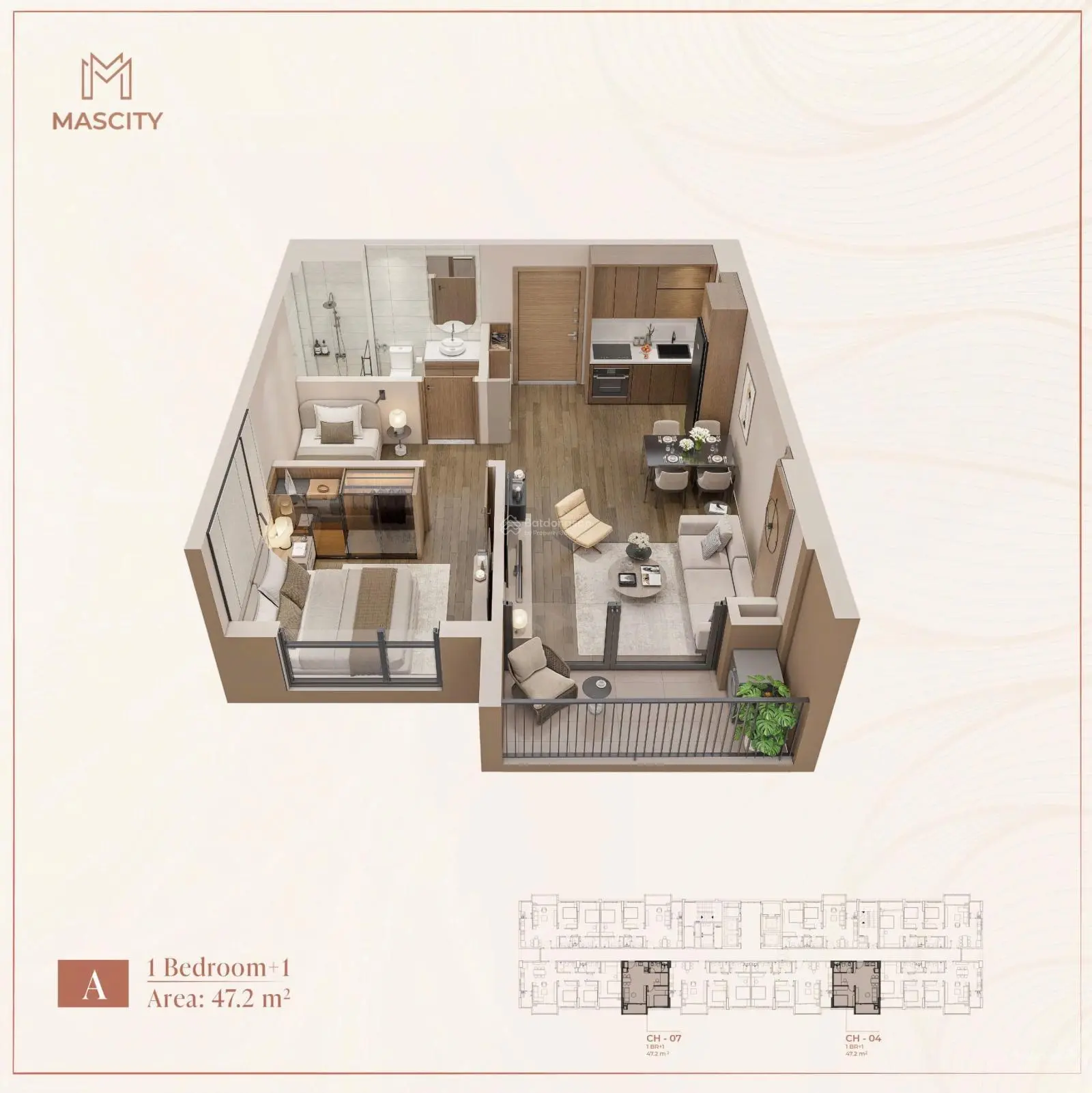 Bán căn hộ 1PN + 1 ở MasCity Bắc Giang, 1,6 tỷ, 47,2 m2, view đẹp hot!