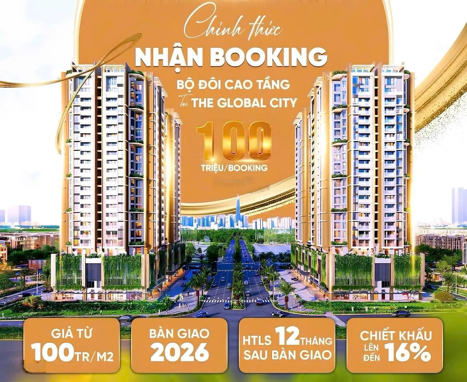 Siêu phẩm cao tầng đầu tiên tạo The Global City, giá sốc 100Tr/m2, chiết khấu 16%. Booking ngay !
