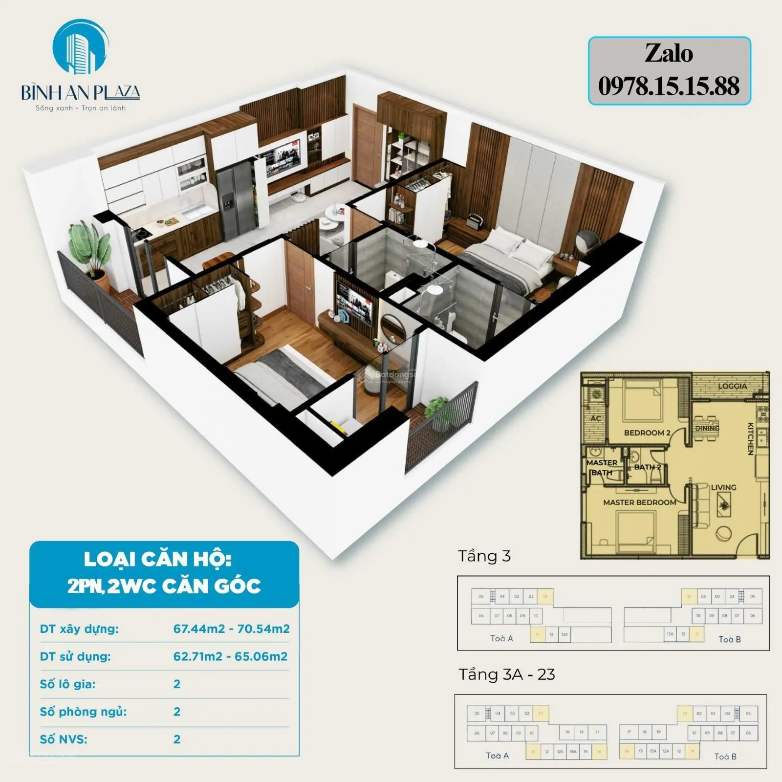 Quỹ Căn Ngoại Giao Tầng đẹp 15,16,18 giá 1.2-1.5 tỷ Chung Cư Bình An Plaza, Nhận Nhà Quý 2/2025