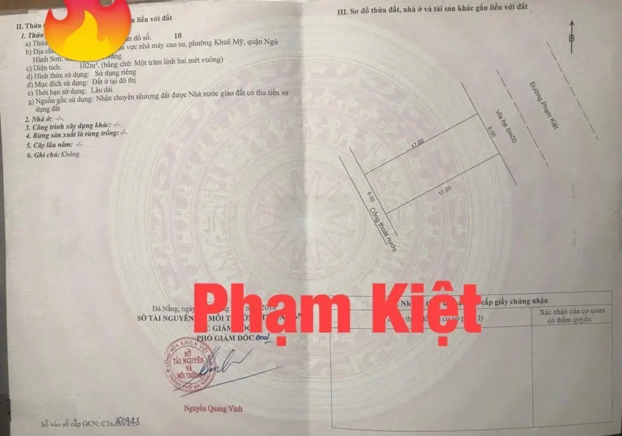 Cần bán đất MT Phạm Kiệt gần biển, KDC Nhà Máy Cao Su, thích hợp xây căn hộ cho thuê