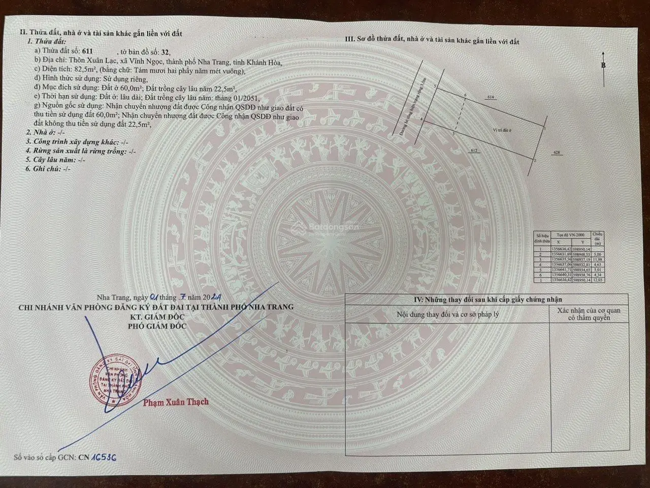 Bán lô đất hẻm 247 Cầu Dứa Phú Nông, Vĩnh Ngọc, Nha Trang, Khánh Hòa.