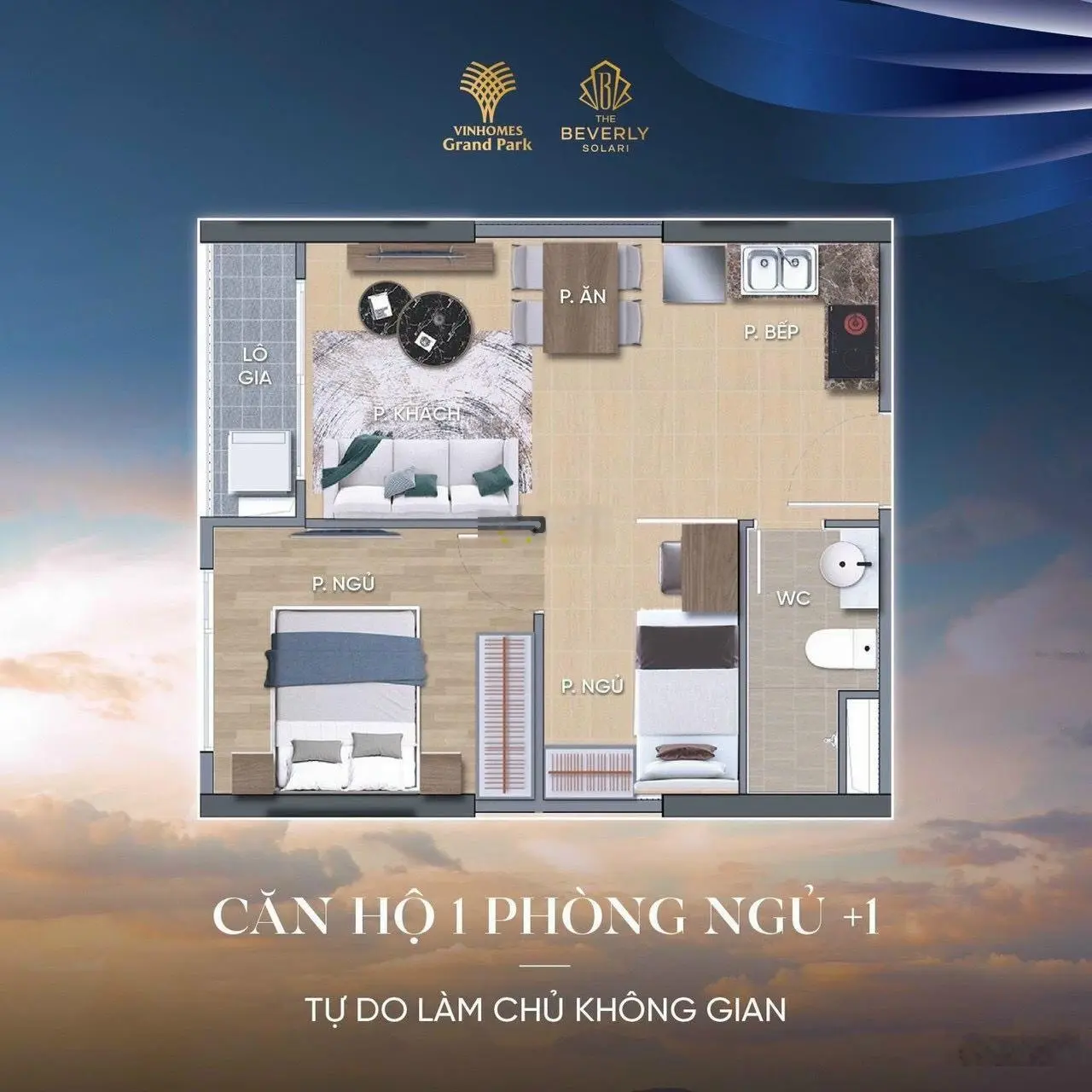 Sót lại căn ký trực tiếp với CĐT, căn 1PN + duy nhất hướng Đông Nam mát mẻ view cực đẹp