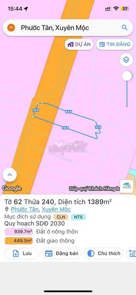 Bán đất 3,2 tỷ, diện tích 1390m tại Tỉnh Lộ 328, Xã Phước Tân, Huyện Xuyên Mộc, Bà Rịa - Vũng Tàu