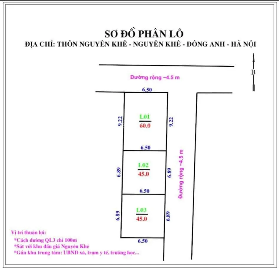 Bán 45m2 đất thôn Nguyên Khê, xã Nguyên Khê, Đông Anh, Hà Nội