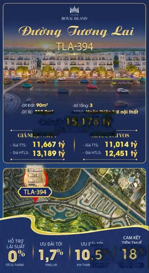 Căn TLA - 394 tuyến đường vào trung tâm vui chơi giải trí Vinwonder, bến du thuyền, 18 toà chung cư