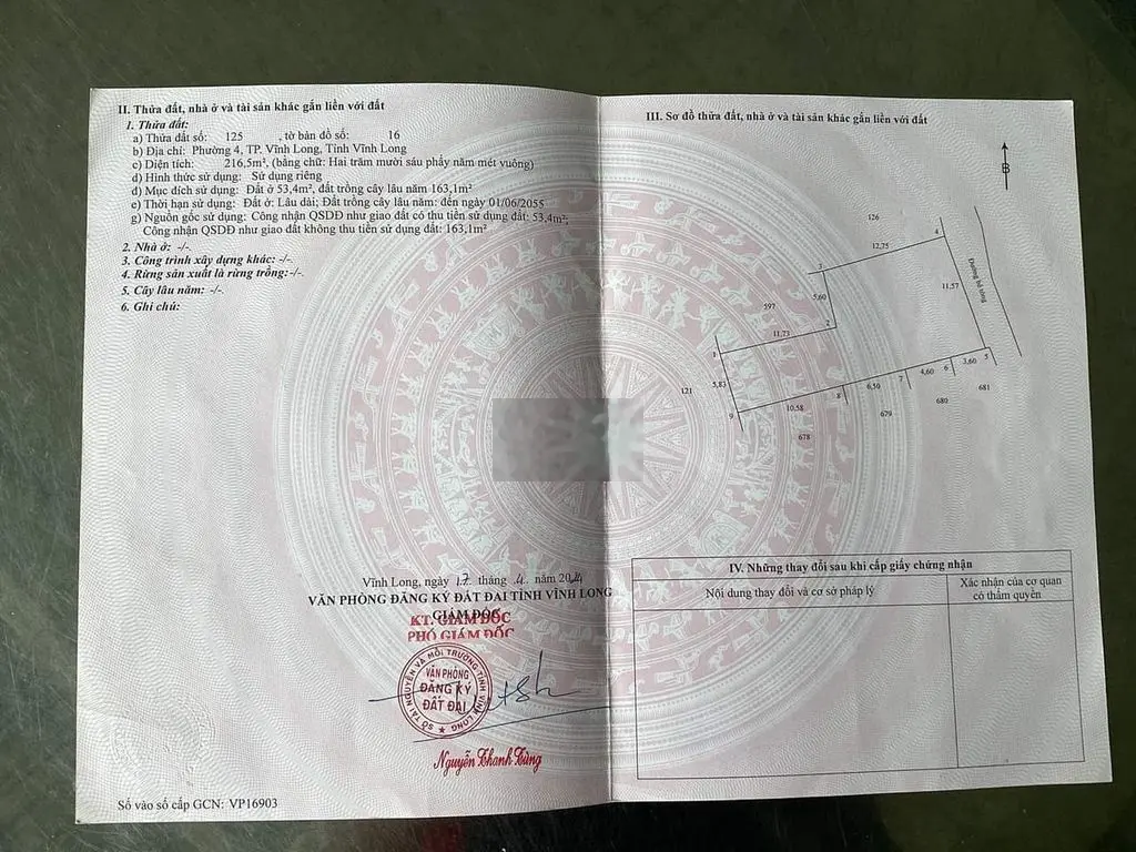 Bán đất trống thành phố Vĩnh Long