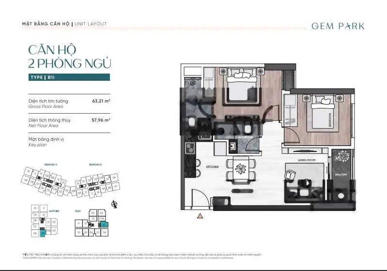 Bán Quỹ căn đẹp 1PN-2PN-3PN dự án Gem Park Hải Phòng diện tích 49m-74m2 vốn chỉ cần 680tr nhận nhà