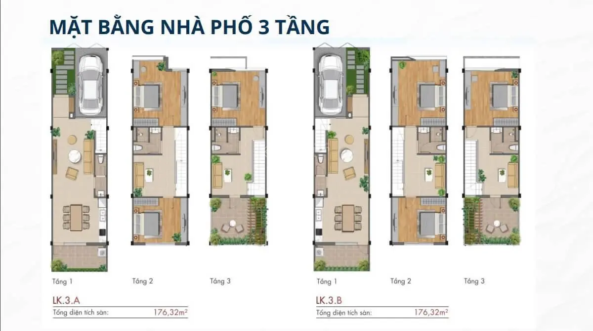 Nhà phố 3 tầng của Cát Tường Group tại Bình Dương, nhà phố giá căn hộ chỉ từ 990tr/căn, sẵn về ở