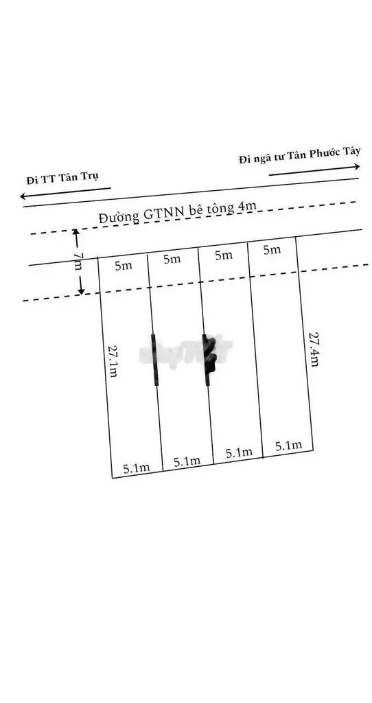 380tr nền - 5x27 full thổ cư. Đường đan 4m thông tư hướng