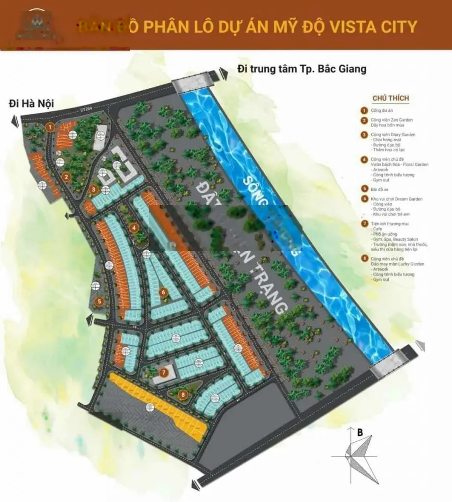 Bán lô đất nền mt 5.5m dt 80m2 đầu tư đất nền dự án Mỹ Độ Vista City Bắc Giang