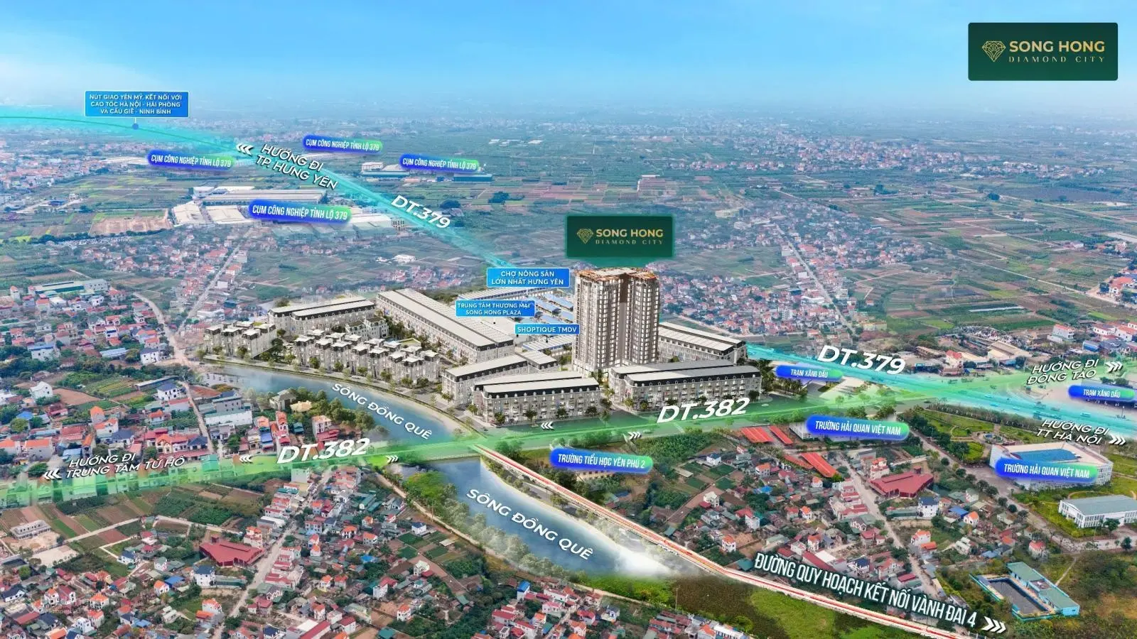 Mở bán Shophouse mặt đường DT382 Dự án Sông Hồng Diamond City Hưng Yên - Suất ngoại giao chọn căn