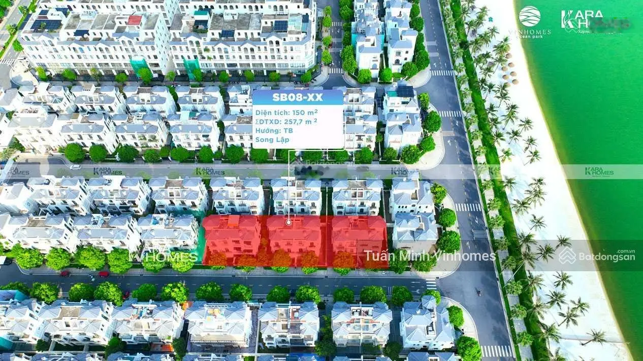 Bán căn biệt thự song lập Sao Biển SB08, 150m2, hỗ trợ vay 70% trong 30 năm, LS 2 năm đầu 6,5%