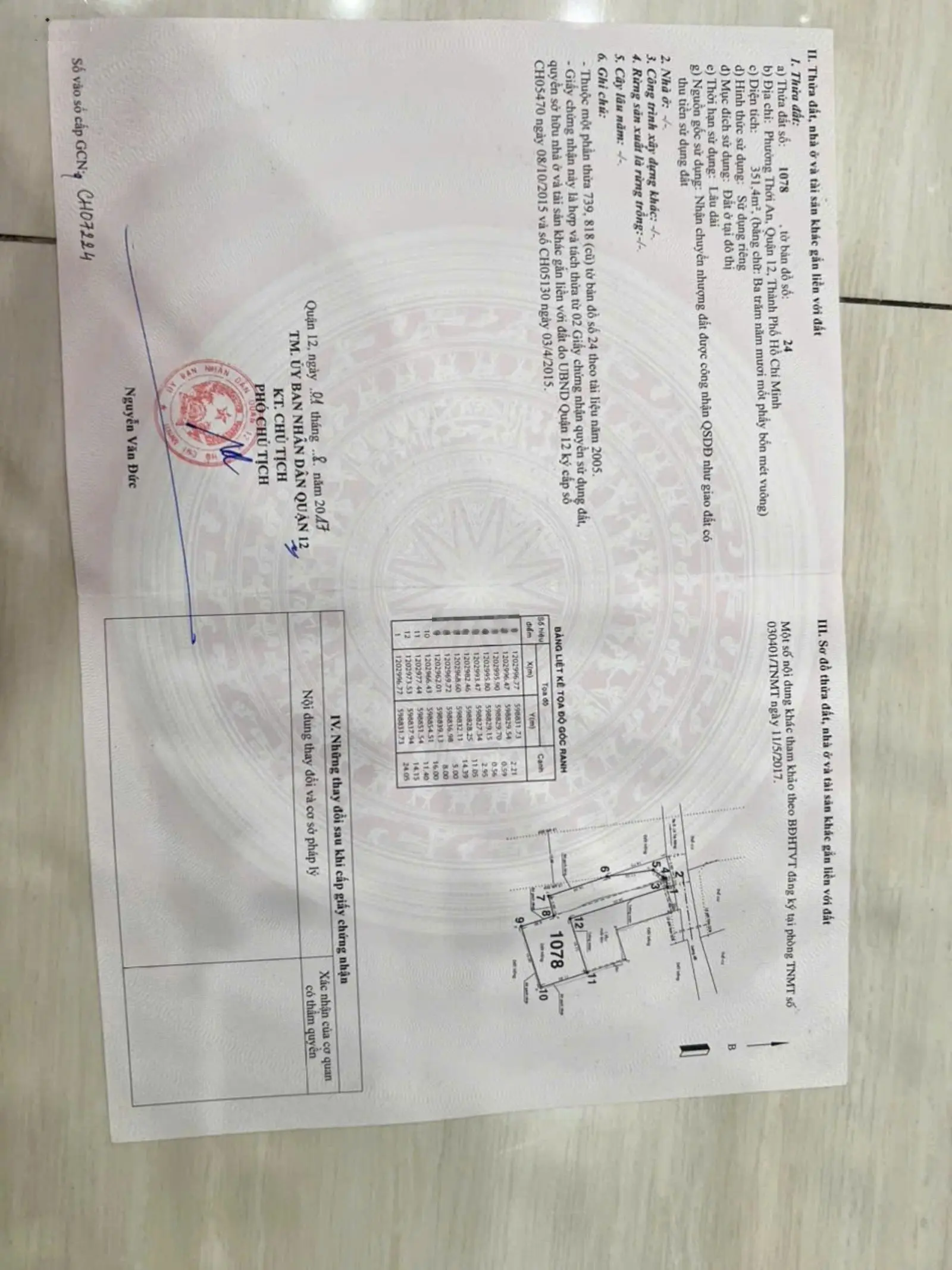 Lô Đất 531m2 Thổ Cư Đường 7m Lê Thị Riêng, P.Thới An, Quận 12, Giá bán: 7.990 Tỷ