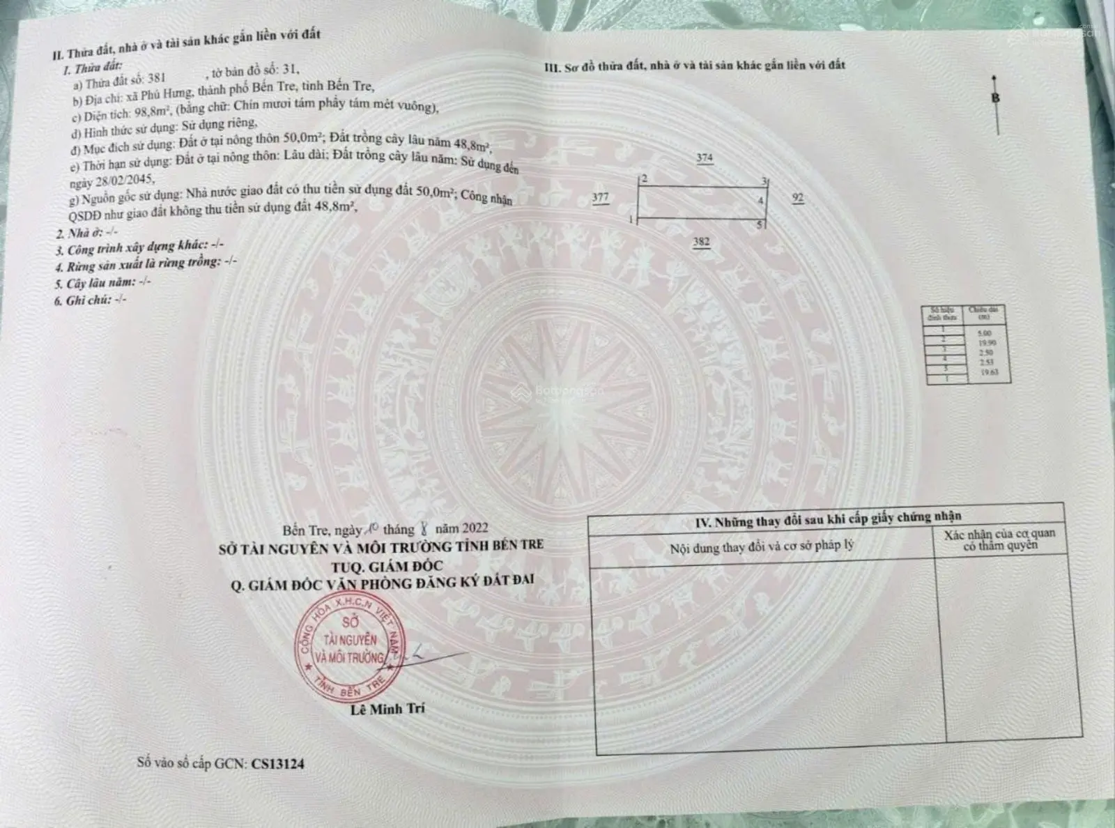 bán 2 nền liền kề , giá xã lỗ , hẻm đối diện phòng cảnh sát giao thông xã phú hưng , tỉnh bến tre