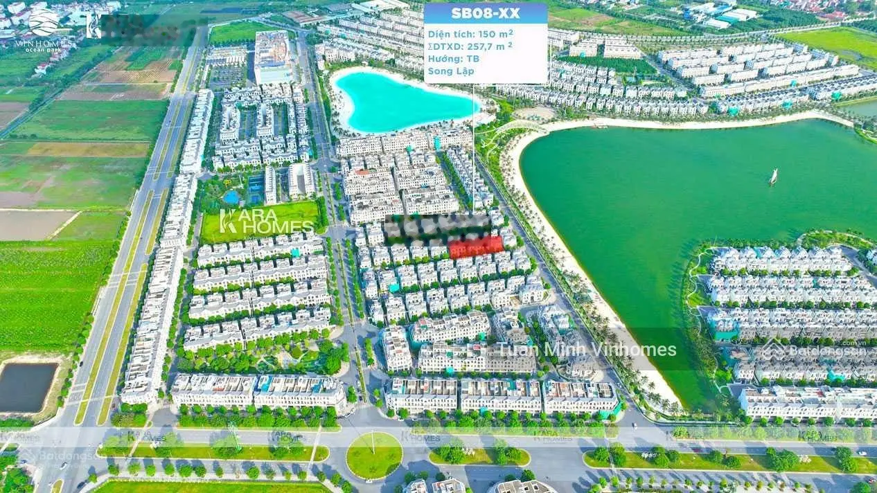 Bán căn biệt thự song lập Sao Biển SB08, 150m2, hỗ trợ vay 70% trong 30 năm, LS 2 năm đầu 6,5%