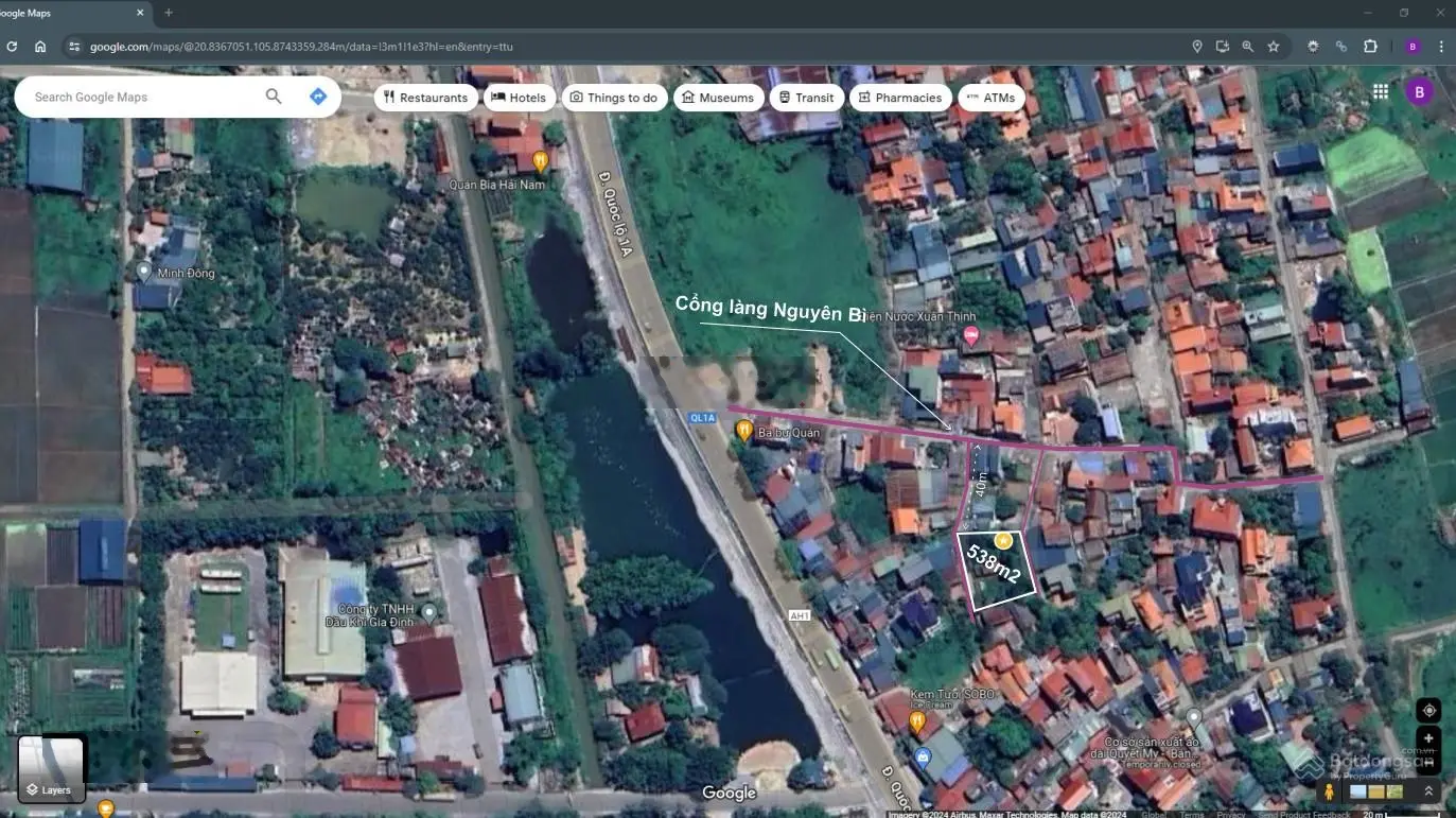 Bán đất thổ cư 525 m2 (full - 100%) tại thôn Nguyên Bì (Quất Động, Thường Tín)