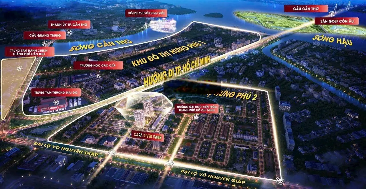 Bán căn 3PN đẹp nhất dự án CC cao cấp Cara River Park - KĐT Nam Cần Thơ, view cầu Cần Thơ
