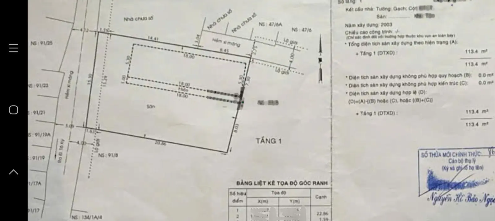 Nhà cấp 4 Đ. Đông Bắc, hẻm ôtô thông, DT: 15,30 x 24 (CN: 358,5m2)