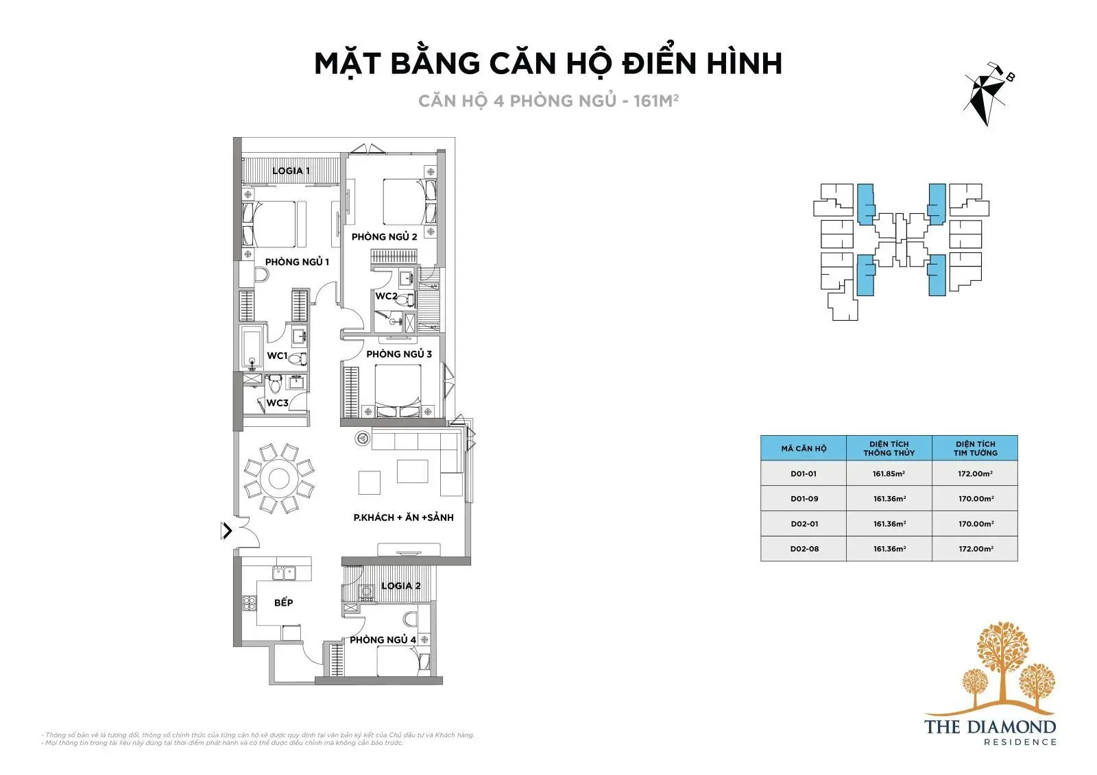 Căn hộ 161,85m2, 4PN, 3WC, 1 phòng kho, 3 Logia tại BRG Lê Văn Lương chiết khấu lên đến 6%
