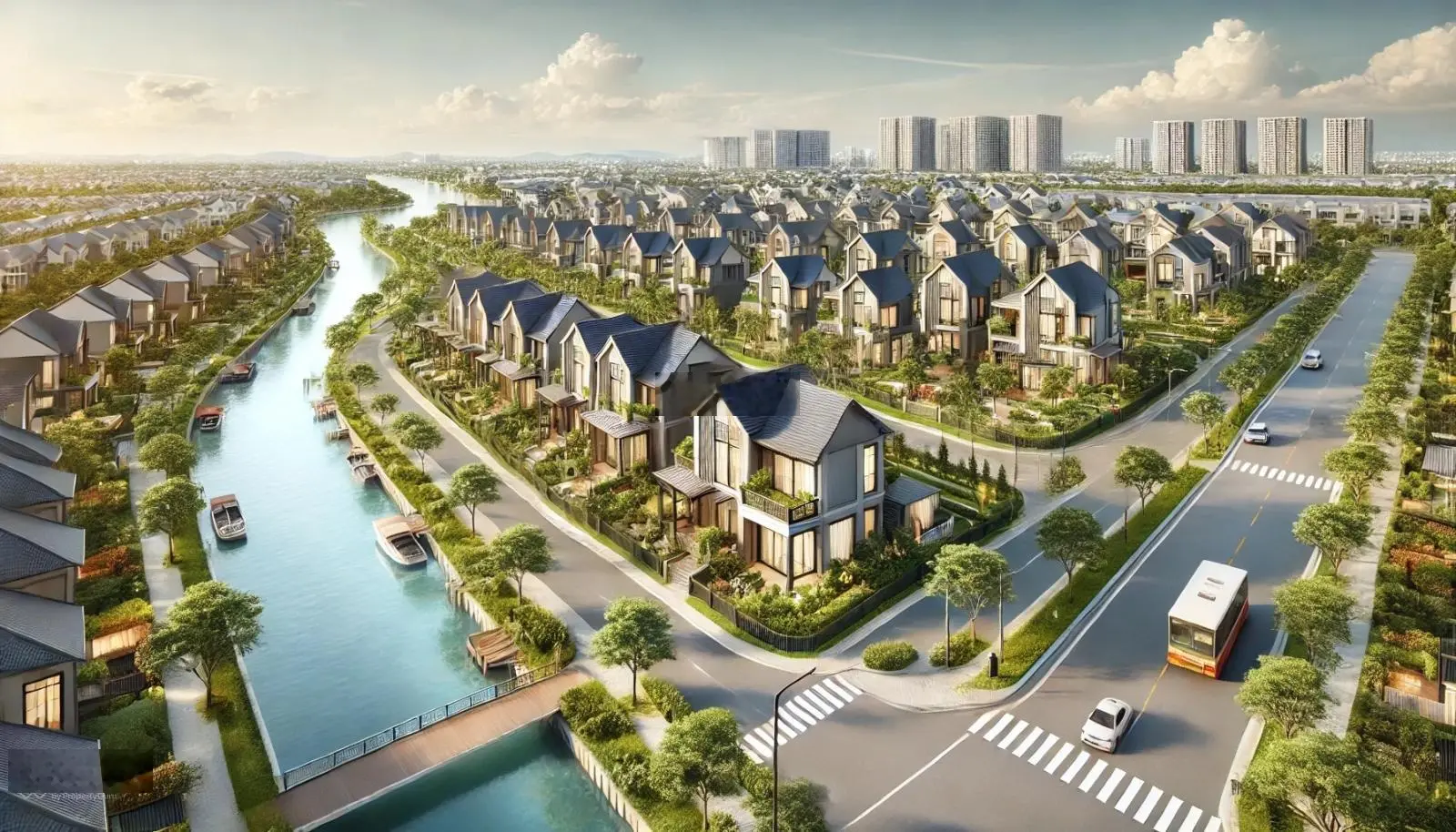 Nhà phố biệt thự khu đô thi Vihomes Hậu Nghĩa Đức Hòa, đầy đủ tiện ích hiện đại