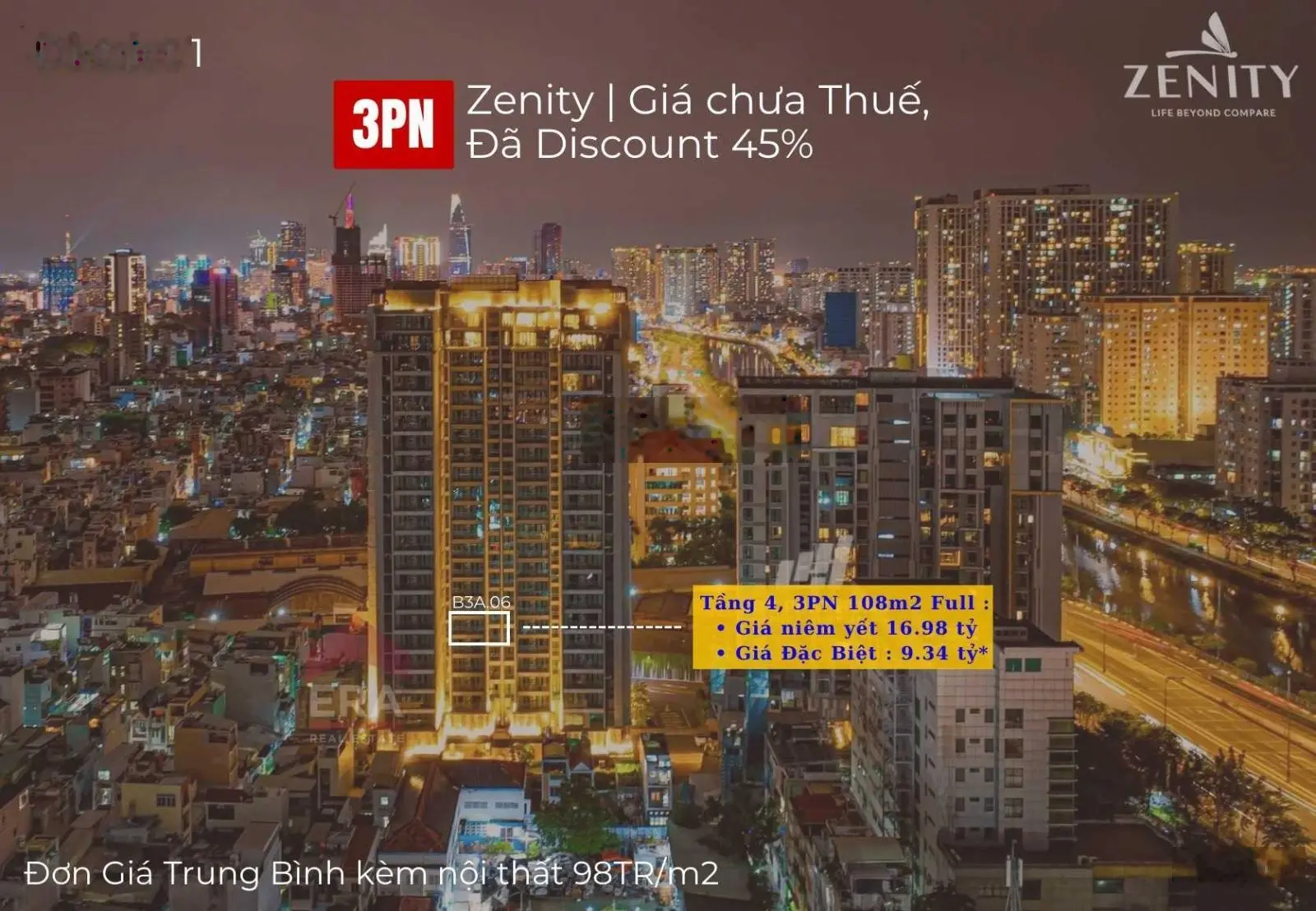 Zenity căn hộ cao cấp quận 1 giá CDT giảm mạnh 45 %~ 7,6 tỉ