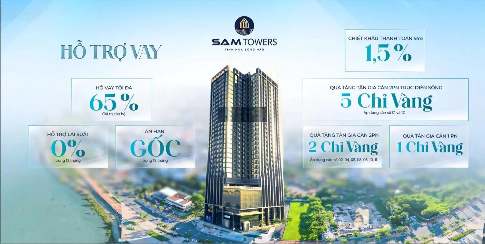 Cắt lỗ 200 triệu, bán gấp căn hộ 2PN tại SAM Towers Đà Nẵng, đường Như Nguyệt
