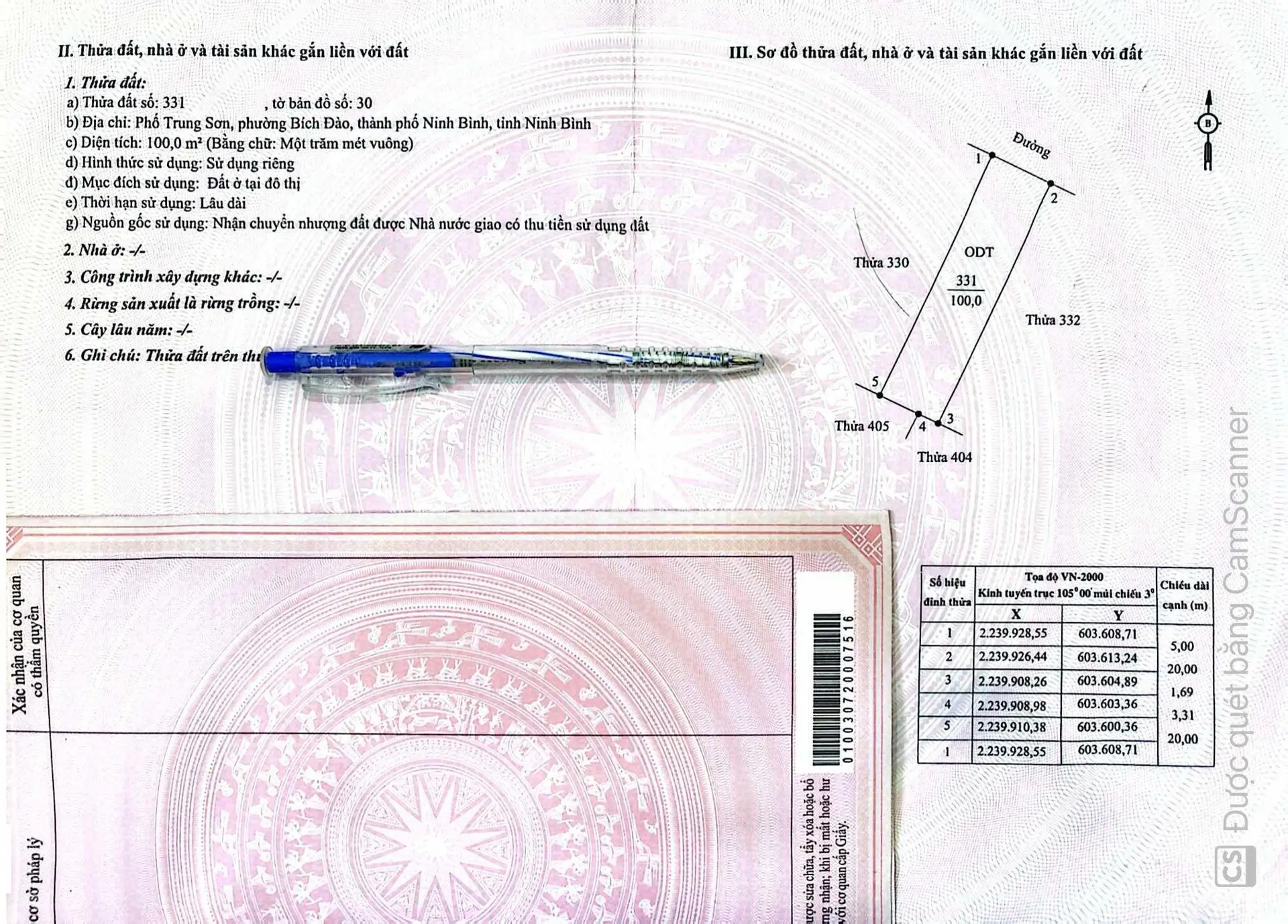 Bán đất 5x20 =100m2, khu Trung Sơn, P. Bích Đào