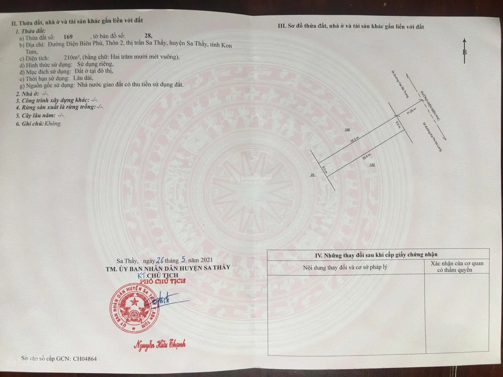 Cần bán đất giá 1,5 tỷ VND tại thị trấn Sa Thầy, Kon Tum