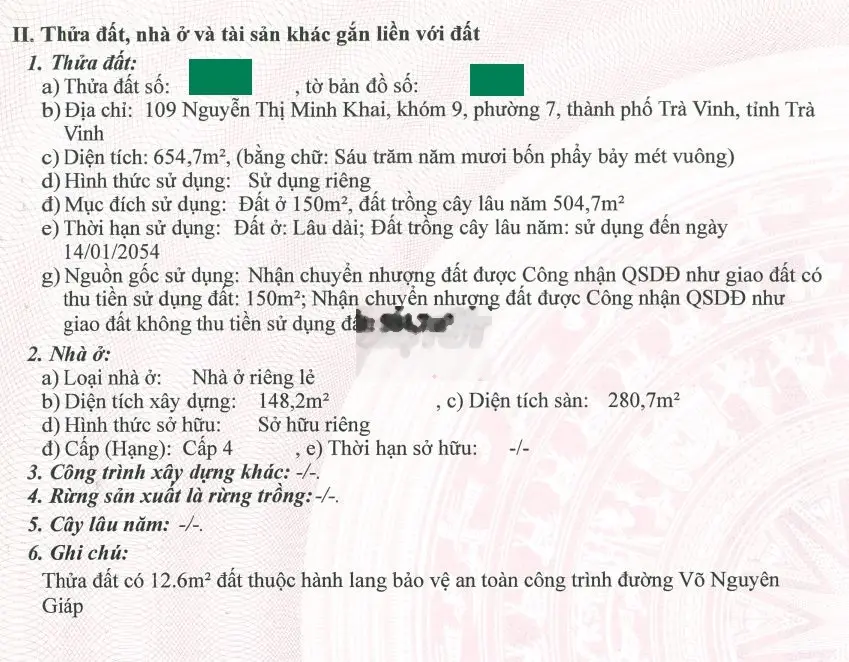 Bán showroom mặt tiền Võ Nguyên Giáp, TP Trà Vinh
