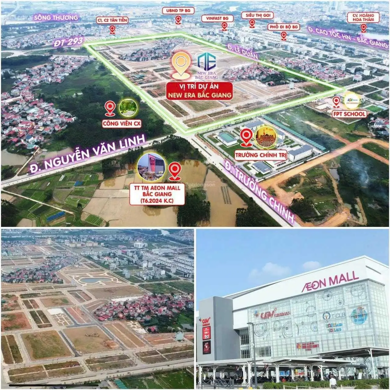 Ra hàng 30 lô làn 1 các mặt đường lớn - dự án New Era - đối diện Aeon Mall Bắc Giang. Giá tốt