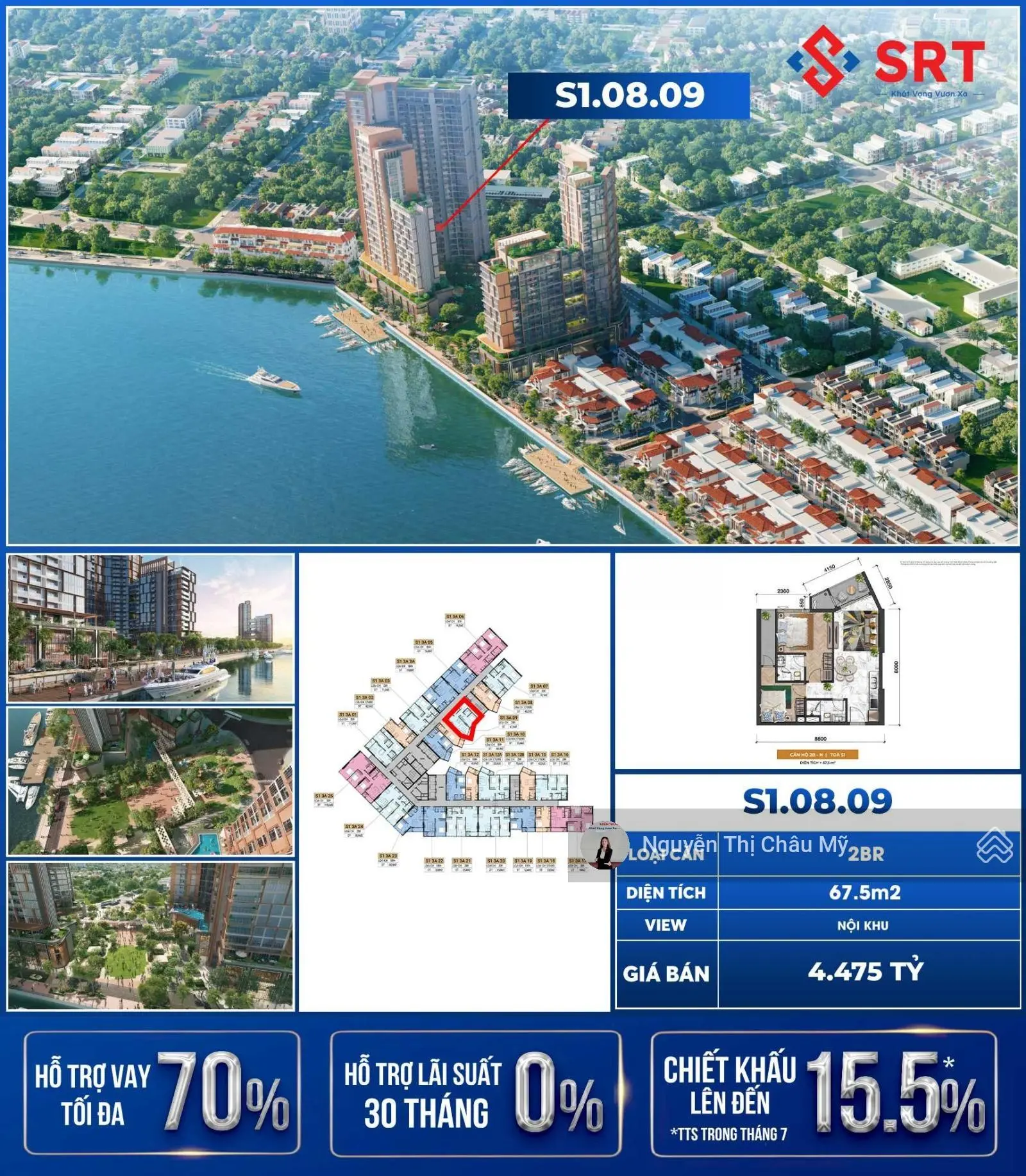 Căn hộ 2PN View Nội Khu- Giá Đợt 1 chưa tăng- Full các mức chiết khấu- Giỏ hàng từ CDT không chênh