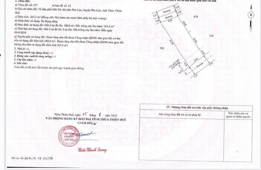 Bán thửa đất 2 mặt tiền - Ngay trung tâm của huyện Phú Lộc - Xung quanh là ngân hàng & trường học