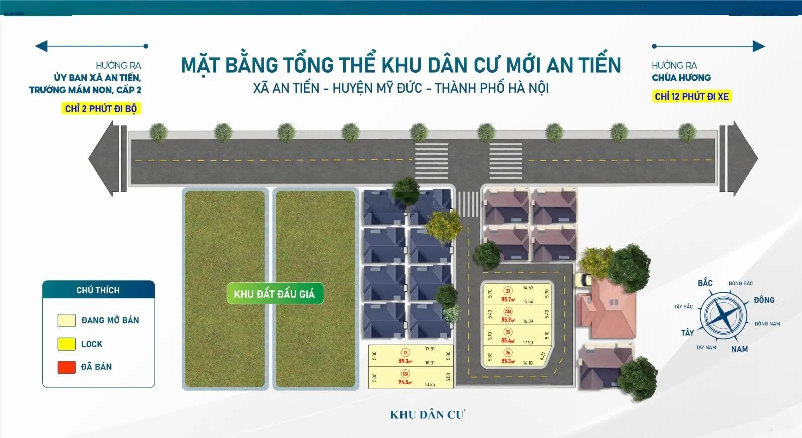 Khu dân cư mới An Tiến - Mỹ Đức cực đẹp, gần 3 trường học