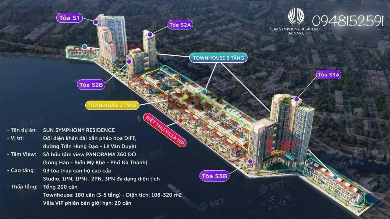 Căn hộ 3 PN view sông Hàn tòa S3 Sun Symphony, chỉ 5.2 tỷ/87m2 (giá full 100%), có hỗ trợ vay NH.