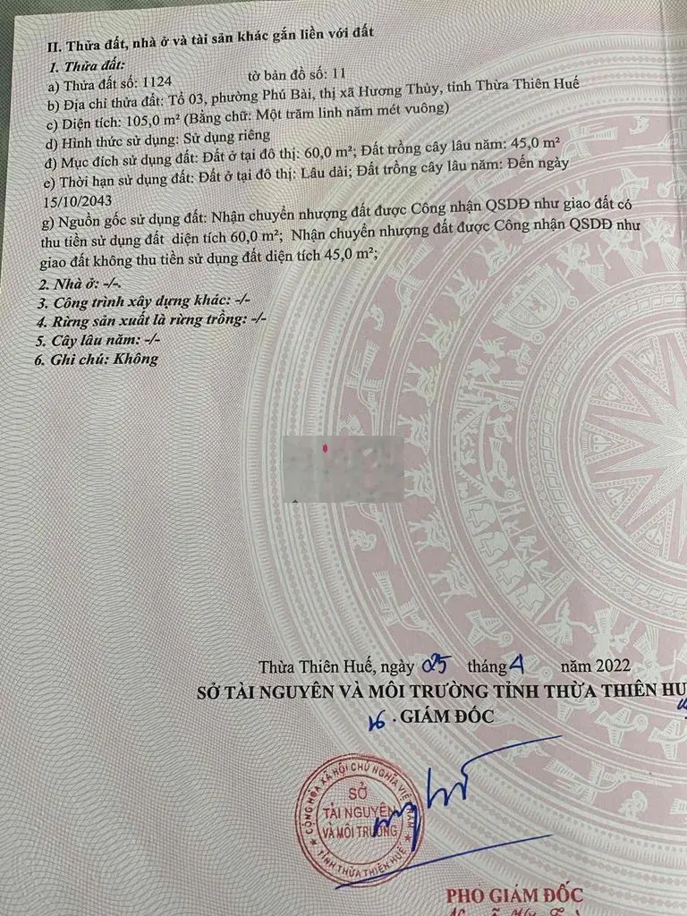 Đất trung tâm hương thuỷ