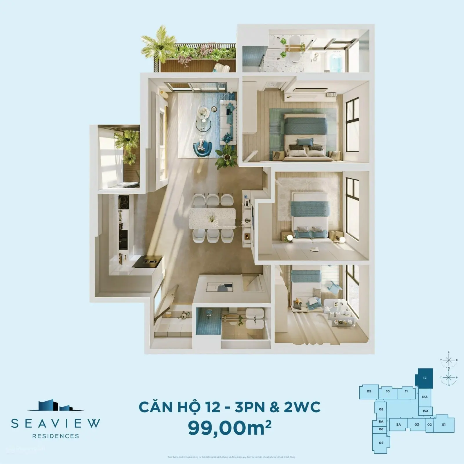 Bán căn hộ 3 phòng ngủ 108m2 chung cư Seaview Residences Eco Central Park Vinh chỉ hơn 3 tỷ