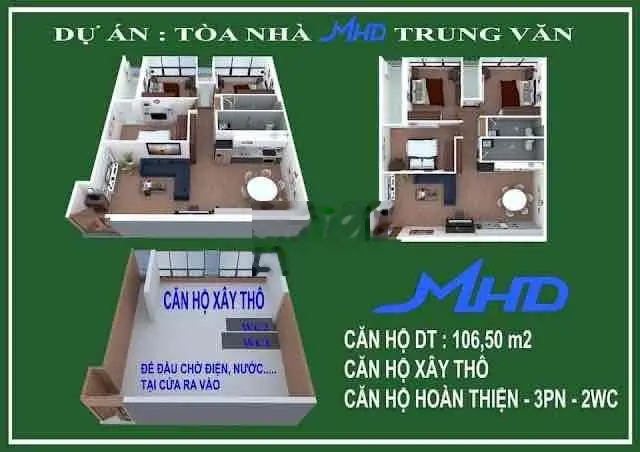 Bán chung cư MHD 29 Tố Hữu Trung Văn, 107m, 3N, 2Vs, 5,25 tỷ. Full NT
