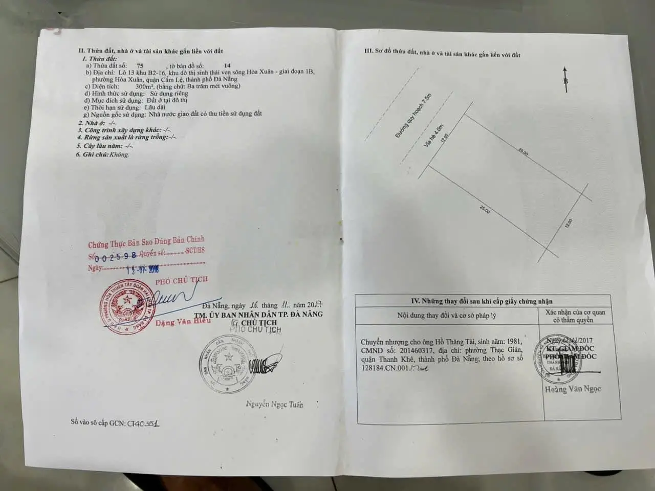 Bán lô biệt thự Euro Village 2 Hoà xuân, Đà Nẵng địa chỉ B2.16 lô 13, mặt tiền đường Giáng Hương 6