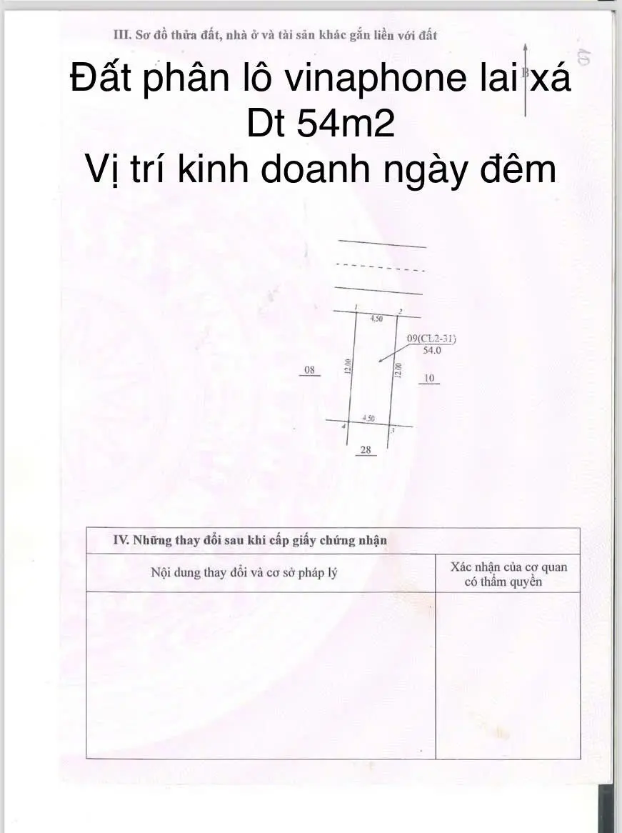 Chính chủ gửi bán lô đất đấu giá khu Vinapol - Lai Xá, Kim Chung, Hoài Đức, Hà Nội