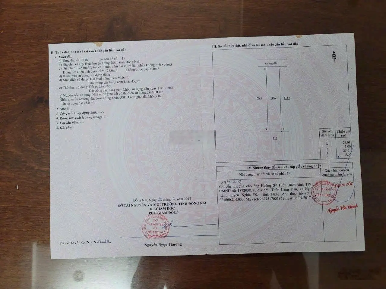 Bán đất sổ riêng thổ cư 125m2 xã Tây Hòa, Trảng Bom, Dong Nai